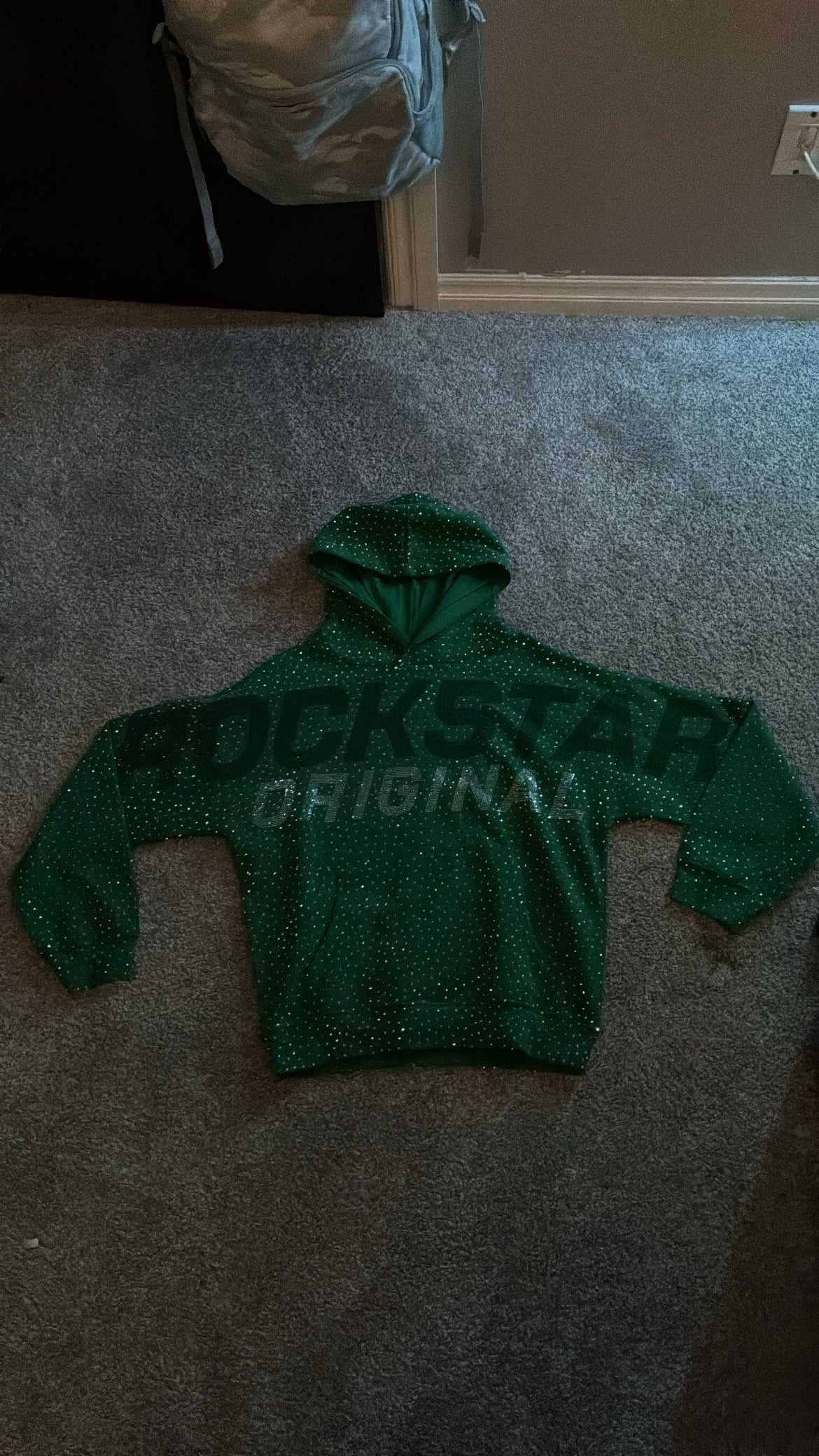 Rockstar Original Rhinestone Hoodie – Forest Green