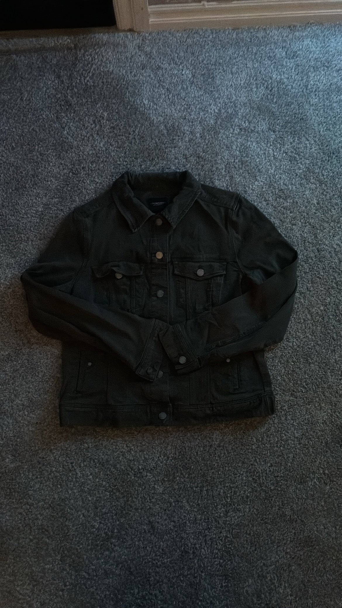 Dark Green/Grey Denim Button Up Jacket Youth Medium
