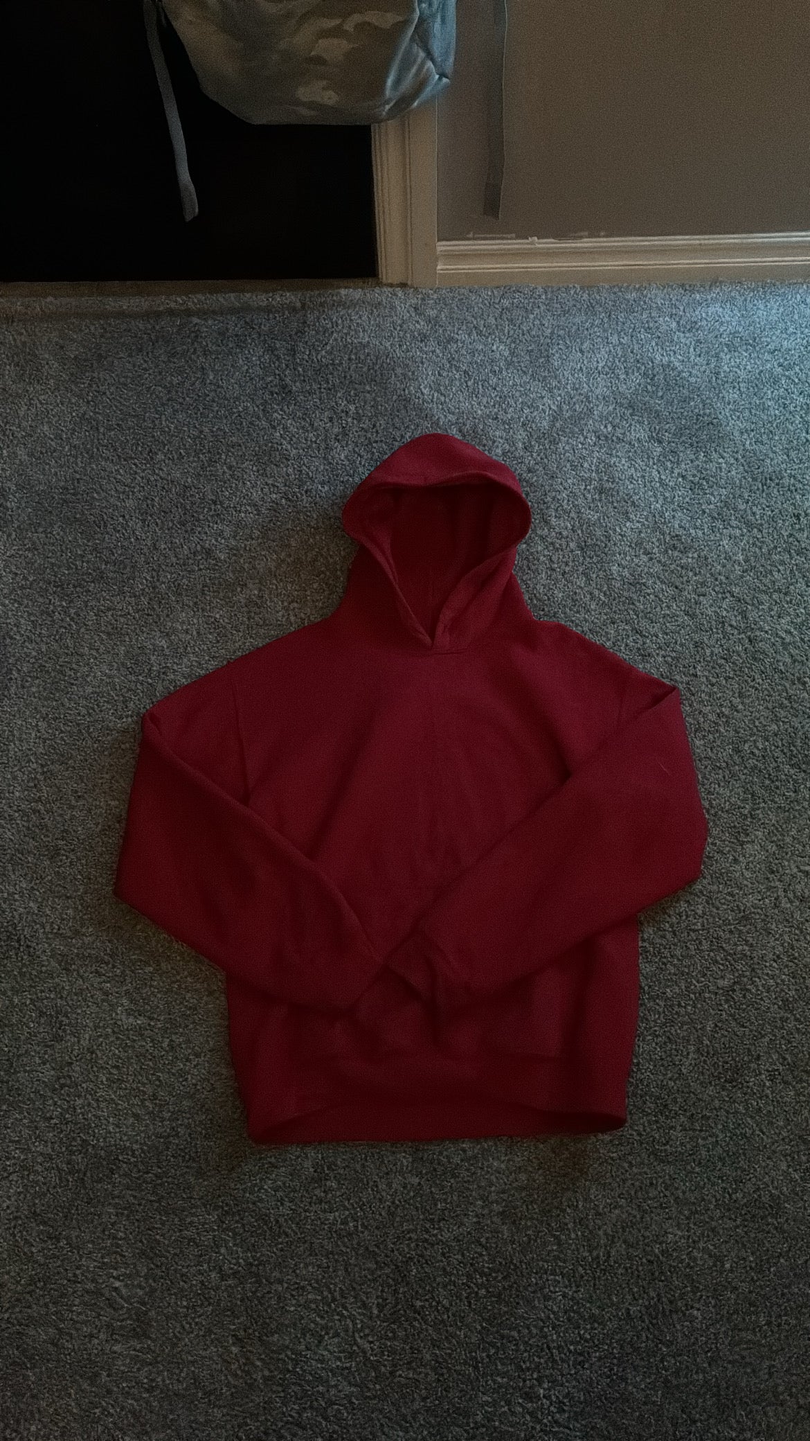 Plain Red Pullover Hoodie Youth Large