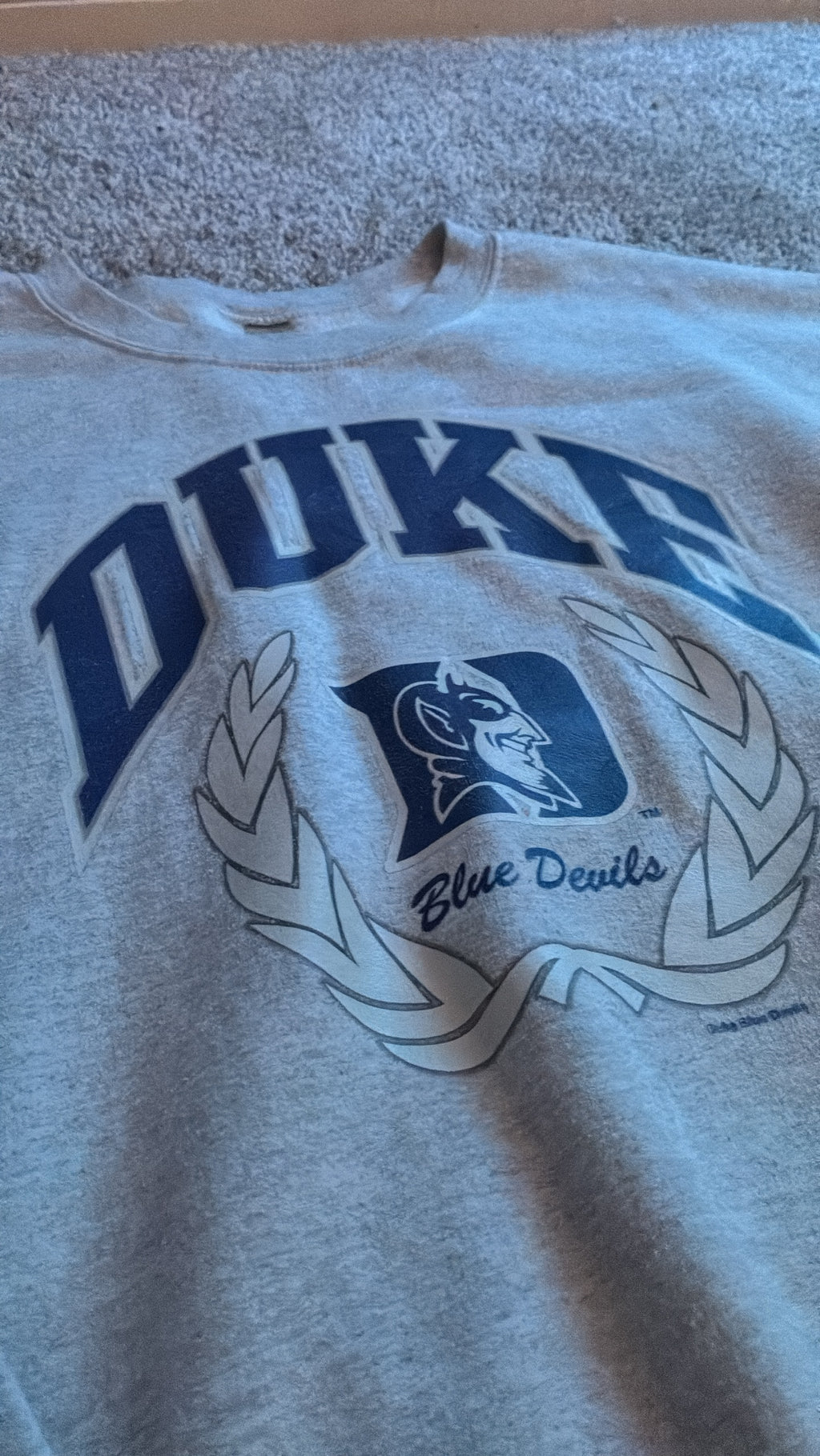 Vintage Duke University White/Grey Crewneck Sweater - S
